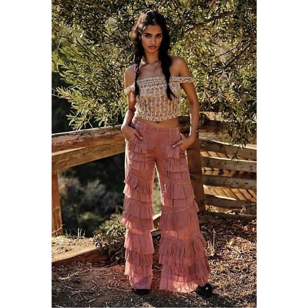 Women's Free People Pink Ruffle Pants